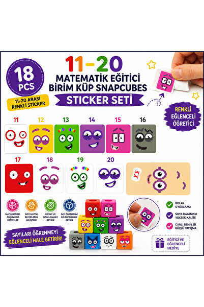 Printhome Matematik Eğitici Birim Küp Snapcubes /11-20 Sticker 18 Pcs