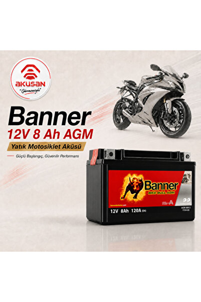 Banner 12 V 8 AH YATIK MOTOR AKÜSÜ BTX9-BS - YTX9-BS