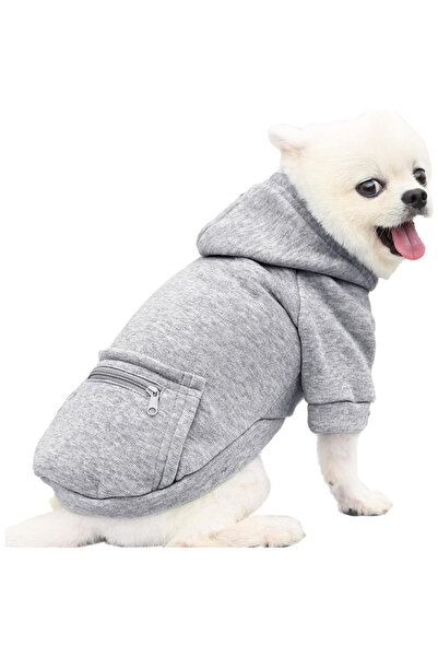 Choice L GRAY 1 Pieces Hoodie Sweatshirts with Pockets Clothes for Small Dogs...