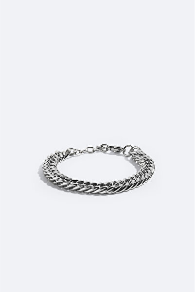 Avva Erkek Gümüş Rengi %100 Çelik Bileklik B009628
