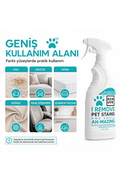 REMUVR Koku ve Leke Çıkarıcı Enzimatik Sprey 750 ml | Kedi Köpek İdrar Koku Giderici