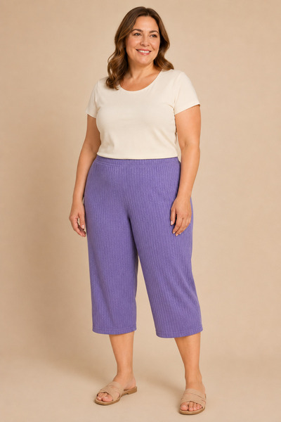 Erdenay Tekstil Stretchy Ribbed Below Knee Plus Size Maternity Women's Capri