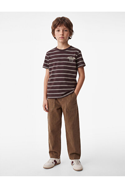 Koton Cotton Crew Neck Short Sleeve Striped T-Shirt
