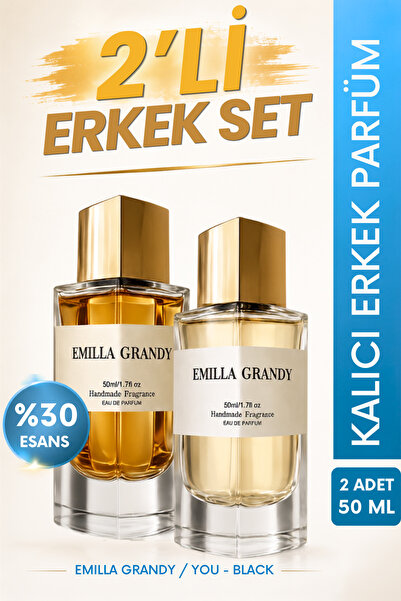 EMILLA GRANDY YOU & BLACK 2’li Erkek Parfüm Seti | 50 ml + 50 ml Kalıcı EDP |...