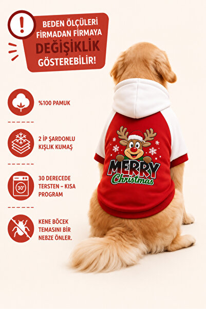 DOGİ&DOG Large Breed Red Merry Chirstmas New Year Dog Sweati Dog Outfit (11-4...