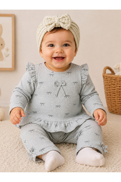 bebekyol Bow Detailed Baby Girl Set (Bandana Not Included)