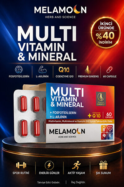 Melamoon Multivitamin , Tam Destek , Multimineral & Coenzim(KOENZİM) Q10 Kaps...