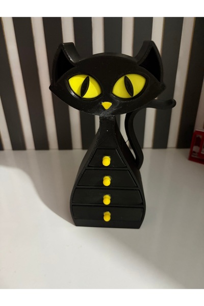 EŞSİZ MOBİLYA 1995 Kedi Figürlü Çekmeceli Takı Kutusu – Masaüstü Takı Organiz...