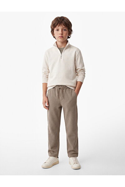 Koton Pocket Detailed, Tie-Waist, Pique Fabric, Barrel Cut School Sweatpants