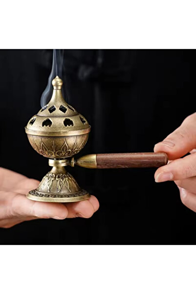 Choice7 مبخرة خشب الصندل من سبيكة عتيقة الطراز، بتصميم مفرغ على شكل زهرة اللو...