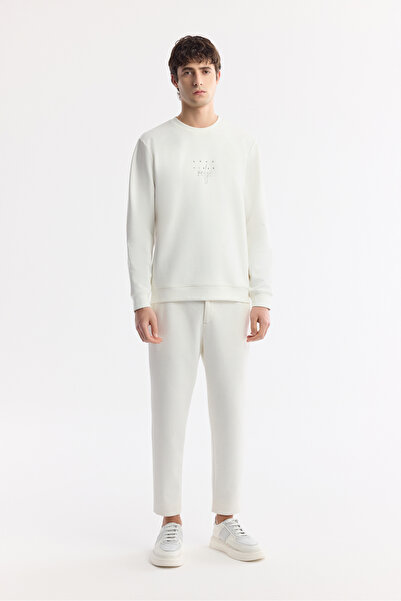 Avva Erkek Beyaz Klasik Bel Pamuklu Jersey Carrot Fit Pantolon A51Y3013