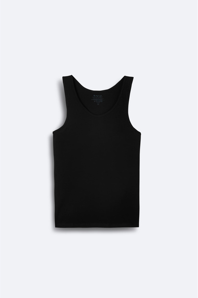 Avva Men's Black Cotton Basic Regular Fit Undershirt B009540