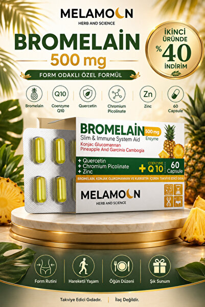Melamoon Bromelain 500 Mg Ve Konjak Glukomannan Koenzim Q10(BROMELİN)-krom Pi...
