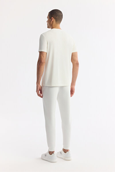Avva Erkek Ekru Bisiklet Yaka Baskılı Soft Touch Regular Fit T-Shirt A51Y1138