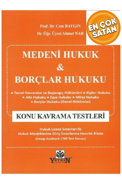 Yetkin Yayınları Medeni Hukuk & Borçlar Hukuku Konu Kavrama Testleri-2023-cem...