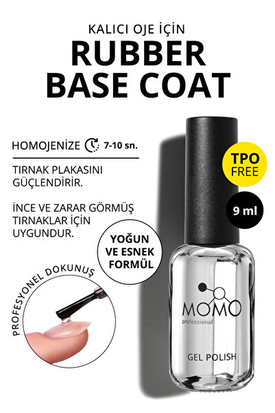 MOMO professional Kalıcı Oje İçin Rubber Base Coat, 9 ml