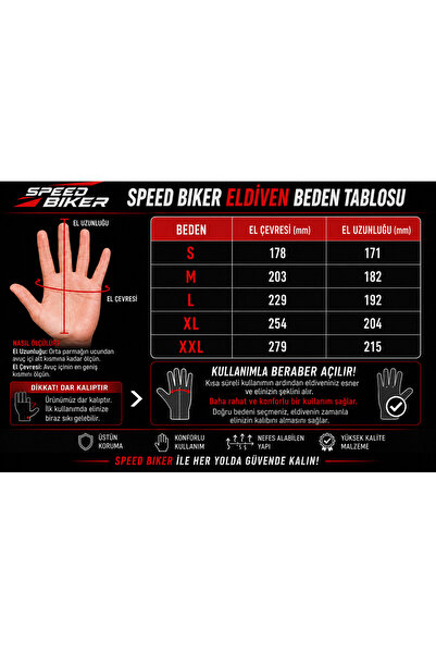 SPEED BİKER motorsiklet eldiveni korumalı ve Ce EN belgeli 2 Li Set Siyah
