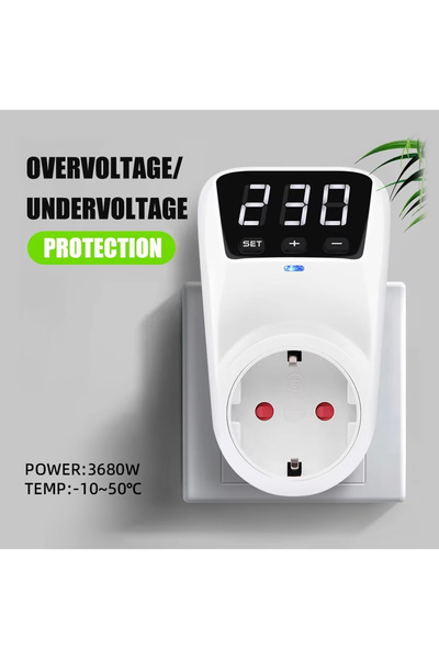 Choice3 16A EU 230V Socket Protector 15A/16A Adjustable Voltage Automatic Ove...