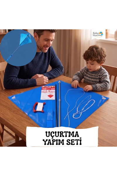 GÜLEN UÇURTMA Naylon Elmas Uçurtma Yapım Seti / Plastik Çıtalı
