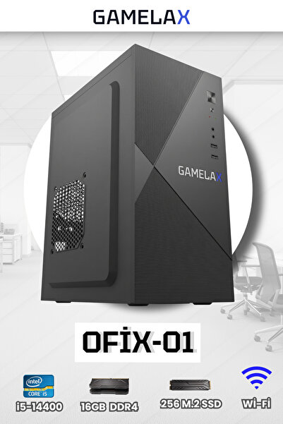 Gamelax Ofix-01 Intel Core i5-14400 16GB DDR4 RAM 256GB M.2 SSD Wi-Fi Masaüst...