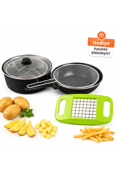 ULUSOY Emayemarket 26 Cm Emaye Kızartma Tencere Ve 26 cm Wok Tavası 2'li Indü...