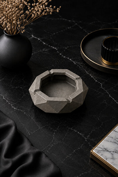 betonmall Gri Beton Geometrik Kül Tablası