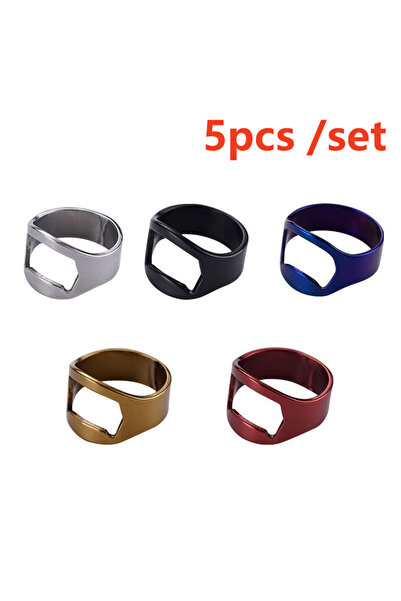Choice As shown 5Pcs Stainless Steel Cool Finger Ring Bottle Opener Bar Beer ...