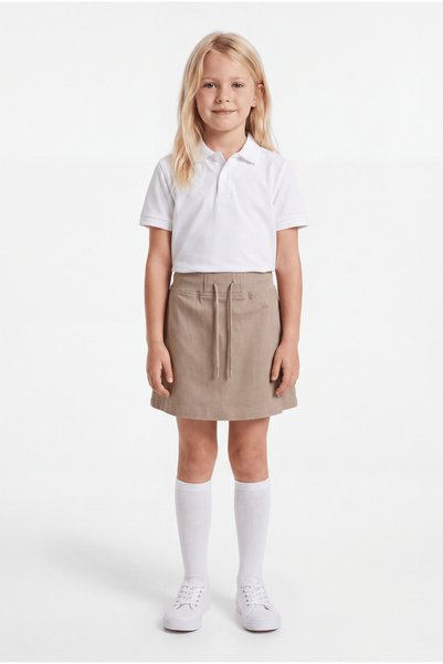 Shifre Girl's School Shorts Skirt Flexible Elastic Waist Cotton Gabardine 5-9 Years Old