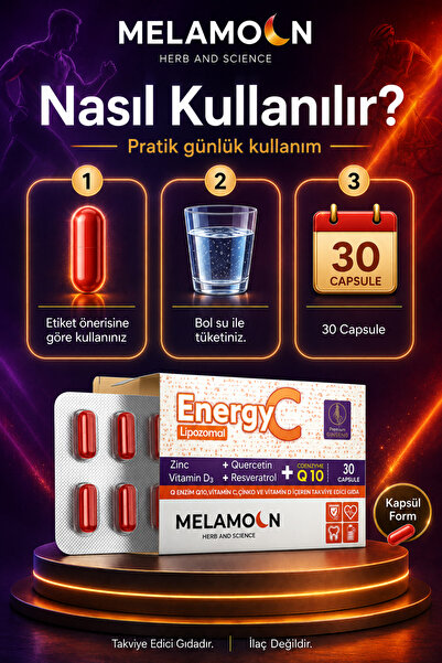 Melamoon C Vitamin , D3 Vitamin Energy C Lipozomal Coenzim Q10 Içeren Takviye Edici 30 Kapsül