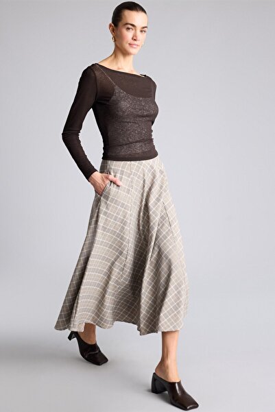 DeFacto A-Line Checkered Regular Waist Midi Skirt G6908Ax26Sp