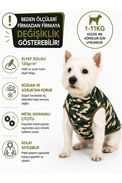 DOGİ&DOG Small Breed Military Anorak Cat & Dog Vest (1 Kg-11 kg)