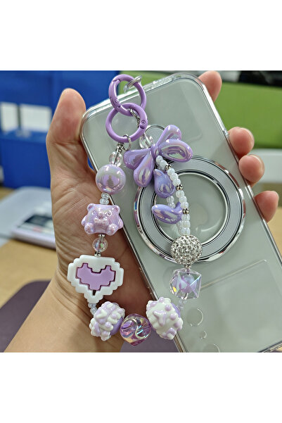 Choice Purple Beaded Heart Chain Pendant for Bag Key Chain Crystal Hanging Or...