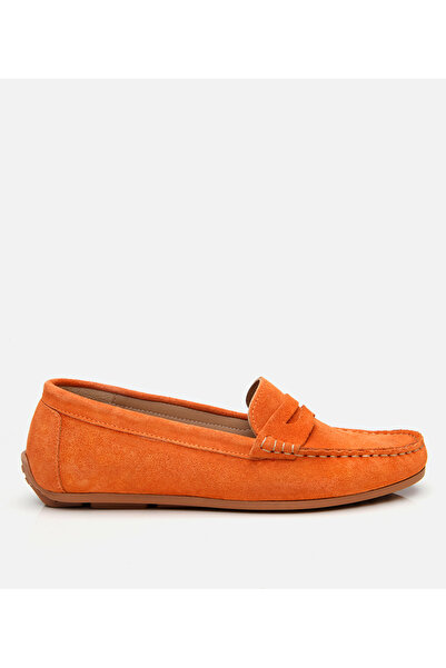Hotiç Kadın Süet Deri Turuncu Günlük Loafer