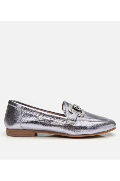 Hotiç Women's Leather Lame Buckle Stylish Classic Loafer