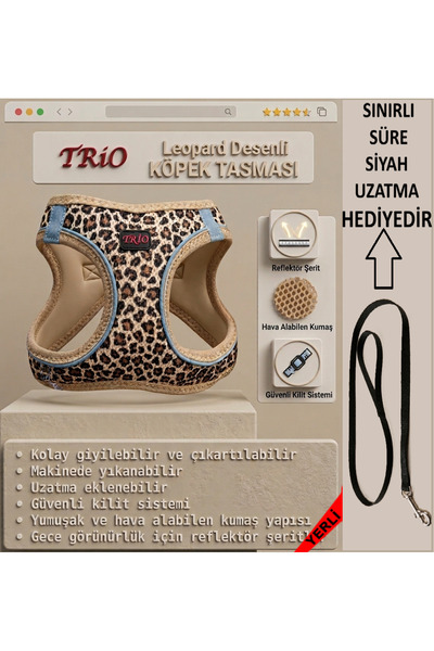 Trio Air -Mesh Küçük ve Orta Irk Kedi Köpek Göğüs Tasması Yumuşak, Nefes Alab...