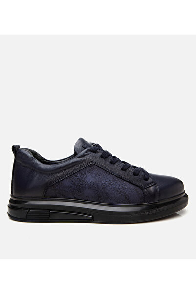 Hotiç Ανδρικά δερμάτινα αθλητικά παπούτσια Navy Blue