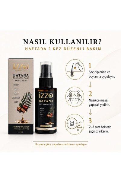 Izzo Batana Hair Care Oil 50 ml |   Hair Care Oil Containing Batana, Argan, Jojoba, Sweet Almond Oil and Vitamin E