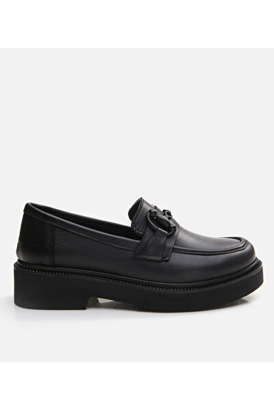 Hotiç Kadın Deri Siyah Loafer