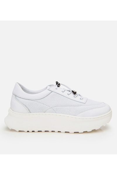 Hotiç Pantofi sport de damă albi din piele naturală