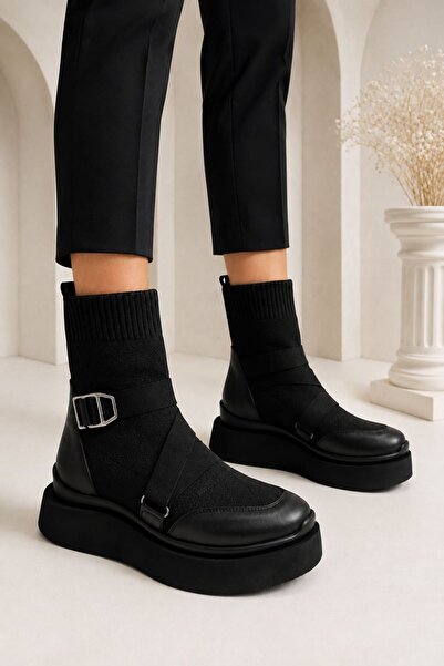 dabab shoes Katiana Γυναικείες Μαύρες Λαστιχένιες Λεπτομερείς Άνετες Πλεκτές ...