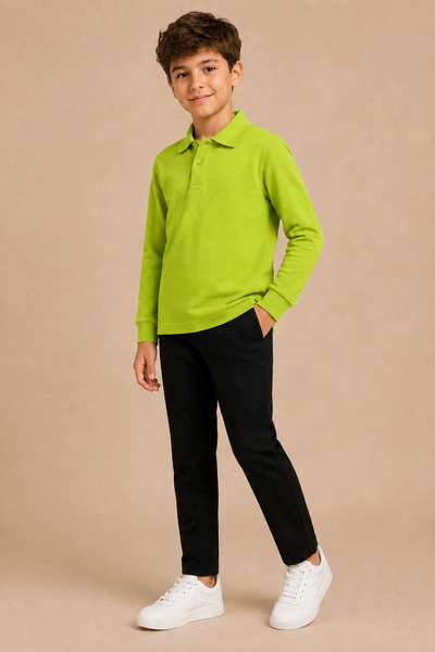 Soweto Children's Unisex Polo Collar Long Sleeve T-Shirt 100% Cotton 2-14 Years