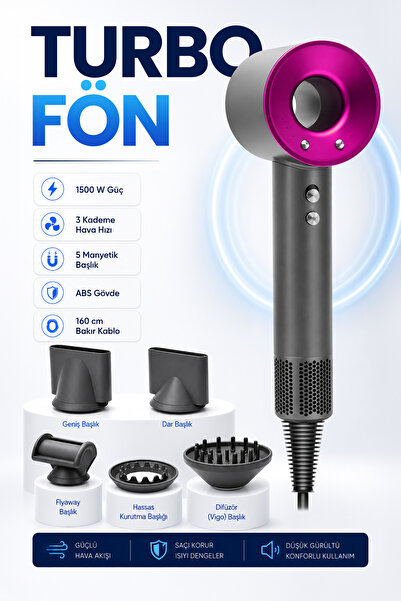 Venenon İyonik Saç Kurutma Makinesi 5 Başlıklı Profesyonel Fön Makinesi Difüz...