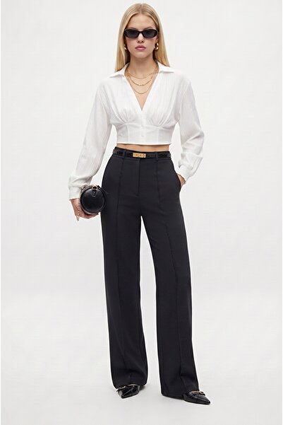 Ritnice Lycra Series Lift Stitched Stretchy Black Palazzo Pants