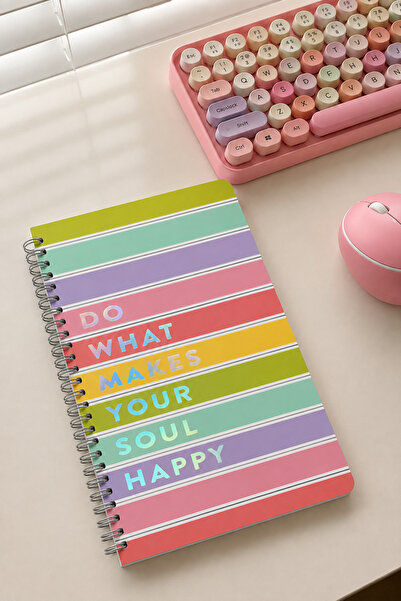 Lizy Spiral Notebook - 17X24 cm - 4 Different Pastel Color Designs Printed on...