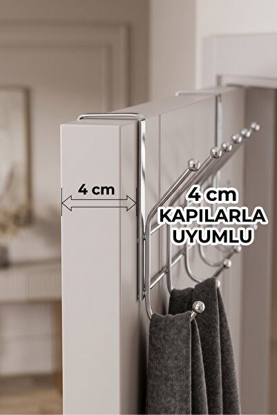 KaktüsKedi Krom Kapı Arkası Askı 12 Kancalı