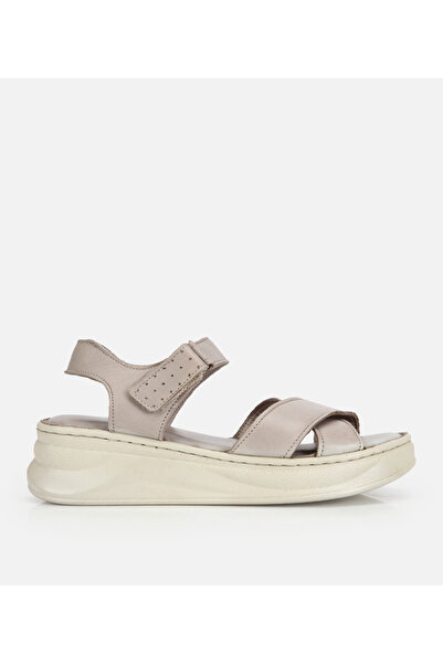 Hotiç Pantofi de damă piele gri, moi, confortabili, plat sandale