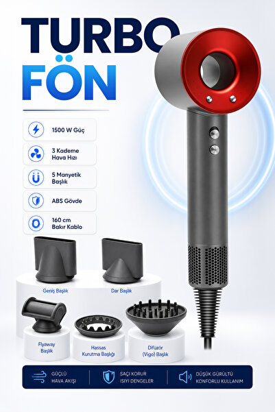Venenon İyonik Saç Kurutma Makinesi 5 Başlıklı Profesyonel Fön Makinesi Difüz...
