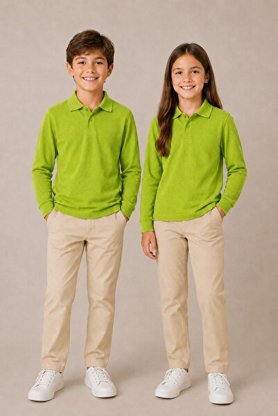 Soweto Children's Unisex 2-Piece Polo Collar Long Sleeve School T-Shirt 100% ...