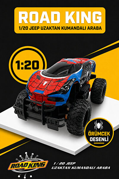 Birlik Oyuncak Örümcek Desenli Uzaktan Kumandalı Araba 1:20 Road King Full Fo...