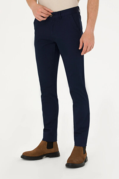 U.S. Polo Assn. U.S. POLO ASSN. ERKEK DOKUMA SLİM FİT LACİVERT PANTOLON